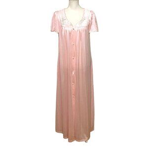 Vintage Vassarette‎ Floral Long Robe S Pink Romantic Hyper Feminine Soft Girl